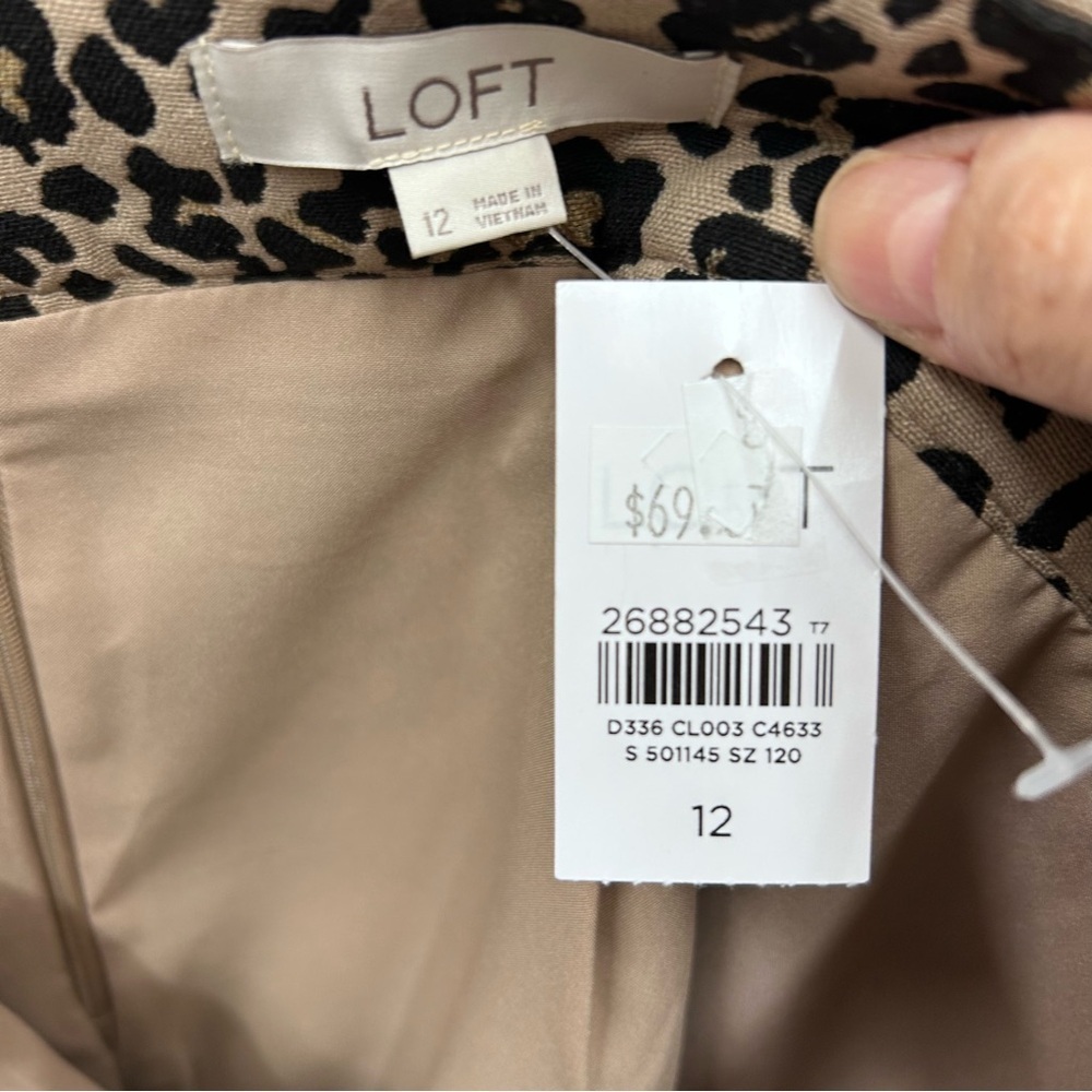 Brand New Loft Leopard Mini Skirt Tan Black Classic Office Size 12 - Picture 5 of 7